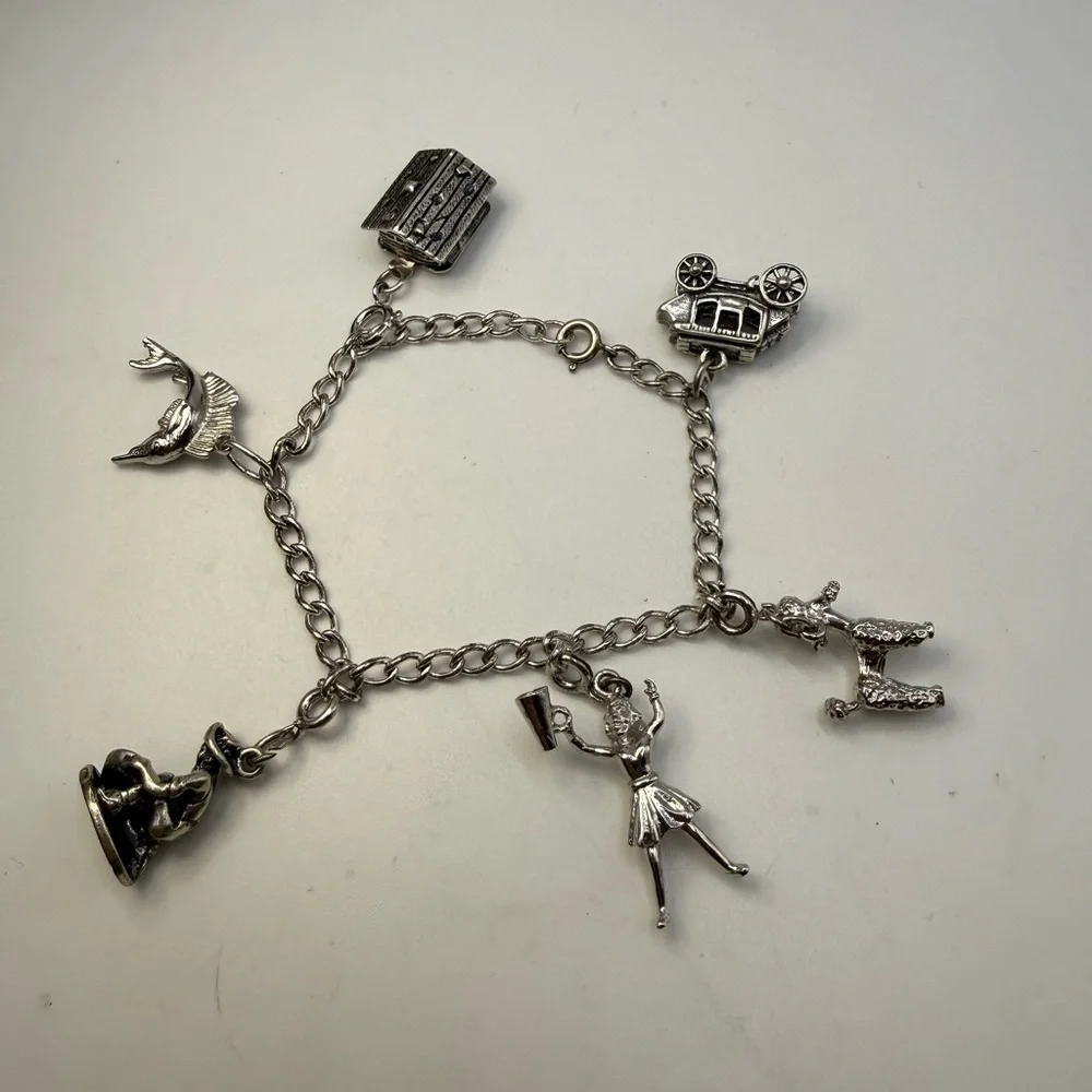 Vintage Knott’s Berry Farm Sterling Silver Charm Bracelet 7” - Picture 1 of 8